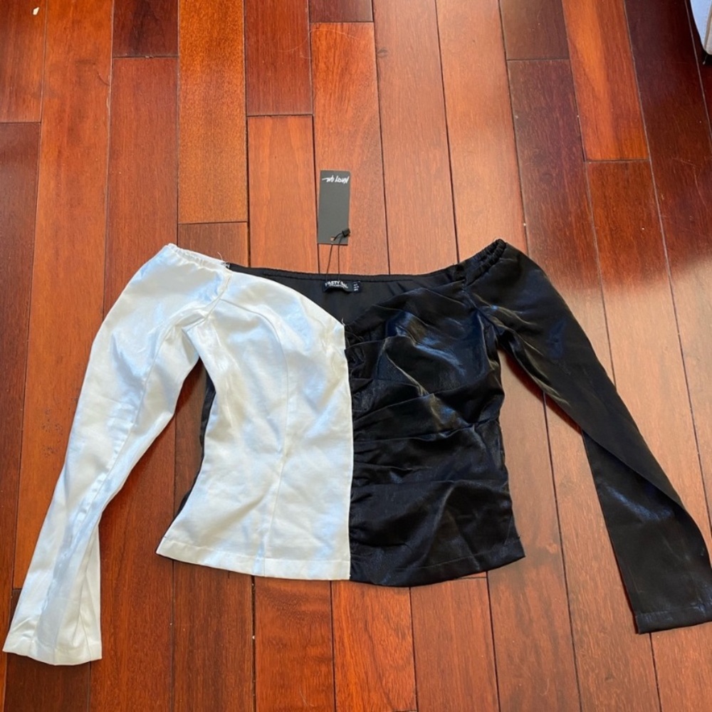 Nasty Gal Half and Half Off The Shoulder Crop Top